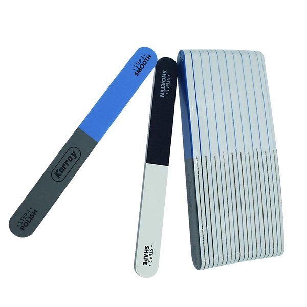 Karroy Nail Files 20pcs Dual Sided Nail File and Buffer for Natural Nails Emery Boards Nail Filer for Acrylic Nails (D-Four Steps)