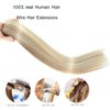 Ugrace Hair Wire Hair Extensions Real Human Hair Light Blonde Highlighted Golden Blonde 18 inch 90g Hairpiece with Invisible Fish Line Straight Clip in Human Hair Extensions for Women