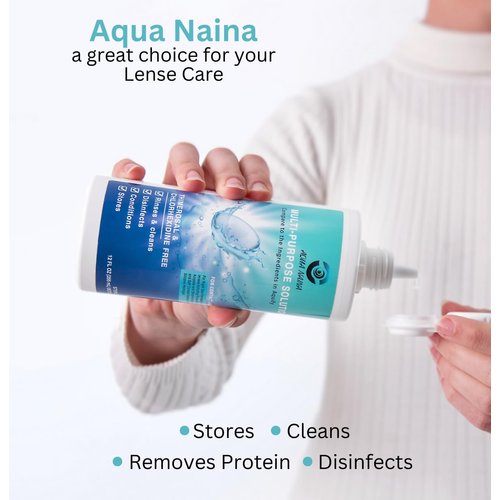 Aqua Naina 12 Fl Oz (Pack of 2) | Contact Lens Solution | Cleaning and Disinfecting Multi-Purpose Contact Solution | Convenient Everyday Lens Hygiene and Eye Care