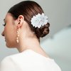 6 Pcs Flower Hair Clips Crystal Hair Barrettes White Floral Hair Clip Rhinestone Orchid Hair Clip Bridal Wedding Accessories for Women Girls (White)