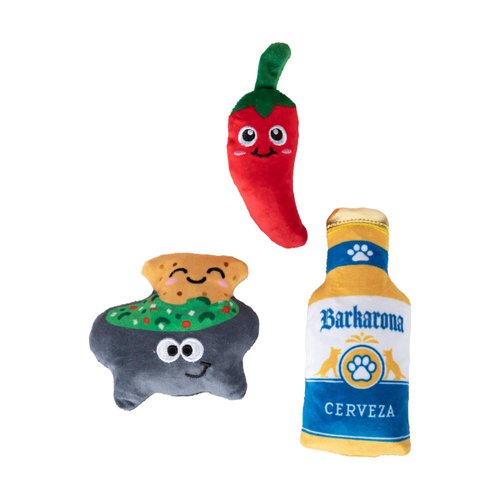 Fringe Studio "Happy Hour Pack, Set of 3, Small Plush Dog Toy Set, Pet Shop Collection (662120)