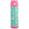 Snug Kids Water Bottle - insulated stainless steel thermos with straw (Girls/Boys) - Llamas, 17oz