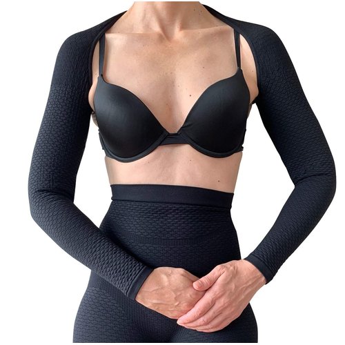 Bioflect® Compression Arm Sleeves Wrap with Bio Ceramic Fibers and Micro-Massage Knit - for Support and Comfort - Black S/M