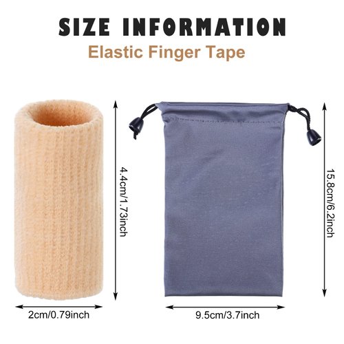 Skylety 30 Pieces Finger Sleeves with 1 Storage Bag, Thumb Splint Brace Support Protector Breathable Elastic Finger Tape for Pain Relief Arthritis Trigger Finger Sports Basketball Baseball (Beige)