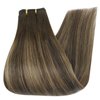 Full Shine Ombre Hair Extensions Sew In Weft Hair Extensions Color Dark Brown To Ash Brown Mix Dark Brown Hair Extensions Remy Hair Weft Hair Extensions Human Hair Double Weft For Women 105G 16 Inch