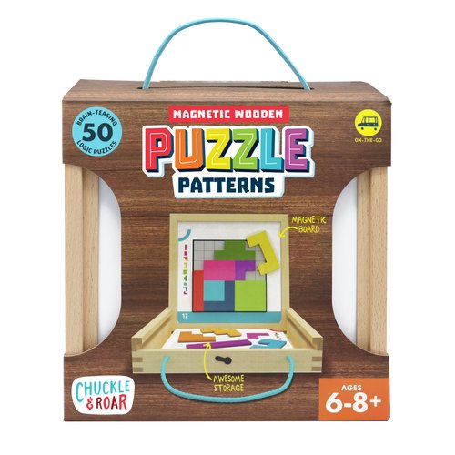 Chuckle & Roar - Magnetic Wooden Puzzle Patterns- Fun and Educational Wooden Puzzle for Kids - Develops Fine Motor Skills - 12PC Magnetic Tile Puzzle