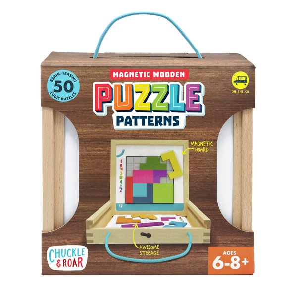Chuckle & Roar - Magnetic Wooden Puzzle Patterns- Fun and Educational Wooden Puzzle for Kids - Develops Fine Motor Skills - 12PC Magnetic Tile Puzzle