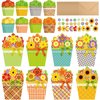 Pasimy 24 Sets Thanksgiving Card Making Kits Fall Handmade DIY Greeting Cards with Flowers Stickers Envelopes Ribbons for Autumn Preschool Primary School Kids Classroom Make Your Own Crafts Gifts