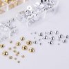 12 Grids/Box Gold Silver Pearls for Nails 3D Half Round Pearl Nail Charms Metal Nail Pearls for Nail Art Supplies Caviar Beads Pearl Charms for Nails Design Flatback Pearl Nail Beads Nail Decorations