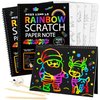 Mocoosy 3 Pack Rainbow Scratch Art Paper Notebooks, Magic Scratch Off Paper Set for Kids Arts Crafts, Black Scratch Note Doodle Pads for Drawing Christmas Gifts Birthday Game Coloring Activity
