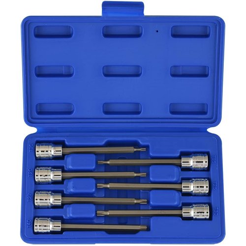 NEIKO 10080A 3/8” Drive Extra Long Torx Star Bit Socket Set | 7 Piece | T10 to T40 | 4-3/8” Length