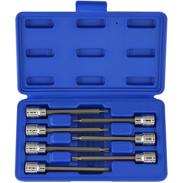 NEIKO 10080A 3/8” Drive Extra Long Torx Star Bit Socket Set | 7 Piece | T10 to T40 | 4-3/8” Length