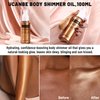 UCANBE Body Shimmer Oil 100ml, Moisturizing Body Glow Glitter Oil, Waterproof Shimmering Body Luminizer Liquid Illuminator Highlighter, Tinted Shimmer Body Lotion Glowing Bronzer Makeup(Bronze Gold)
