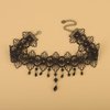 Xerling Floral Black Lace Choker with Crystal Beads Tassel for Women Short Necklace Flower Grunge Necklace Halloween Costume Jewelry