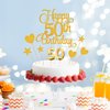 Lecferrarc 50th Birthday Cake Decorations, 50th Birthday Candles Cake Numeral Candles and Glitter Happy 50th Birthday Cake Toppers Set for Birthday Party Supplies (Gold)