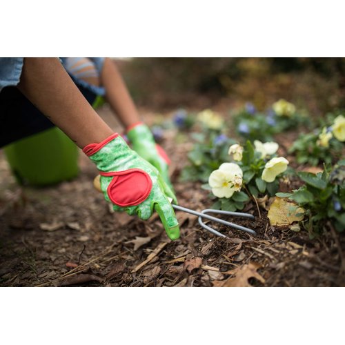 DIGZ 7652 Signature High Performance Women's Gardening Gloves, Work Gloves with Touchscreen Compatible Fingertips, Green Leaves Pattern, Medium