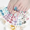 8Sheets Glitter Toe Nail Stickers Decals Spring Summer Flower Nail Polish Strips Self-Adhesive Marble Design Gel Nail Strips Decals Supplies Semi Cured Toenail Wraps Polish Stickers Women DIY Manicure