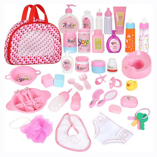 fash n kolor Doll Feeding Set | Set Includes Baby Doll Accessory's, Doll Diapers, Diaper Bag (38)
