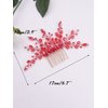 Rumtock Red Crystal Beads Rhinestones Hair Comb Red Rhinestones Hair Accessories for Wedding Brides Women Girls Dancing Ball Jewelry