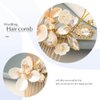 Catery Flower Bride Wedding Hair Comb Gold Hair Piece Crystal Bridal Side Comb Champagne Rhinestone Headpiece Floral Bridesmaid Hair Clips Hair Accessories for Women and Girls