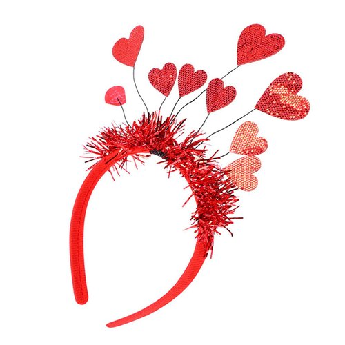 Soochat Valentine's Day Heart Headband Red Glitter Love-shaped Head Boppers for Valentines Day Wedding Birthday Party Supplies