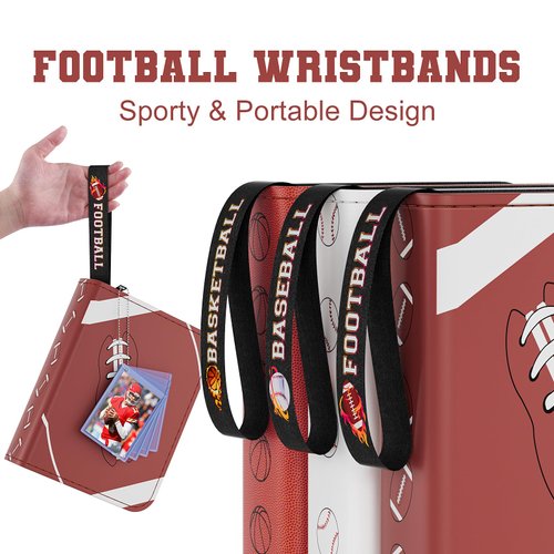 Mlikero 440 Pockets Football Card Binder, Sports Card Binder with Toploaders Card Display, Premium Football Card Holder with Basketball Pattern Wristband Fit for Football Cards 2024