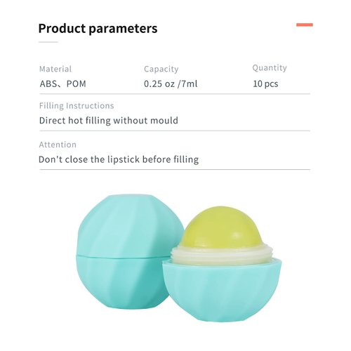 LONGWAY 0.24Oz (7ml) Empty Lip Balm Sphere Containers | Screw Cap Lipstick Tubes/Chapstick Tubes/Chapstick Holder for Lip Gloss & BPA FREE (Pack of 10, Blue)