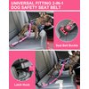 Hotsky Dog Seat Belt, Adjustable Safety Seatbelt 3-in-1 Car Harness for Dogs in Car Nylon Elastic Bungee Buffer Tether with Clip Hook Latch Buckle Swivel Zinc Alloy Carabiner(Hotpink Camo)