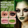 HOSAILY Green Matte Liquid Lipstick Set with Black Eyeshadow Powder, Halloween Goth Lip Gloss Waterproof Longlasting DIY Cute Unique Makeup Lip Stain for Rave Festival Accessories Cosplay Party