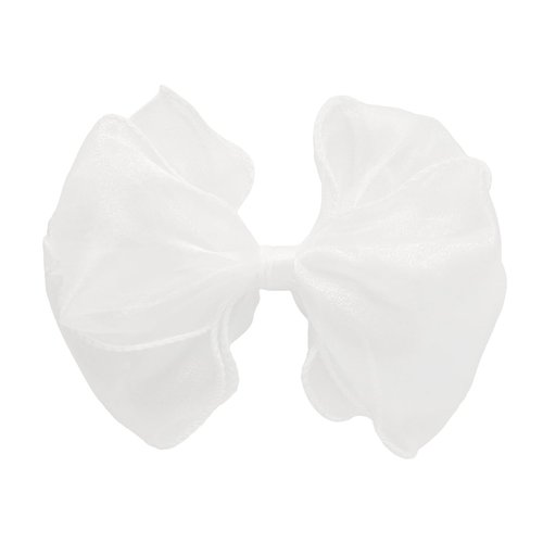 HAIRBOWS Girls' Organza with Trimmed Edge Bow with a Knot Wrap Center on a Clip, Hair Clip for Girls,Teens, and Women, 5 Inch Bow, White