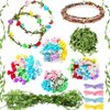 Syhood Flower Crowns Making Kit, 168 Pcs Parts, Make Your Own Flower Crown Wreath Headbands and Bracelets Craft Kit Hair Accessories Handmade DIY Floral Crown Garland Kit Presents for Girls