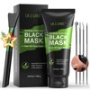 ulluxe Blackhead Remover Mask, Black Charcoal Peel Off Face Mask, Deep Cleansing Mask for Face Nose Black Head Acne Pores, Purifying Facial Mask with Pimple Extractor and Face Mask Brush (3.5 fl.oz)