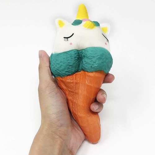 Magik Scented Jumbo Squishies Unicorn Bear Ice Cream Cone Galaxy Toys Cute Slow Rising Squishy Kids Children Adult for Holiday and Stress Relieve (Unicorn Cone, Green, 7.48 x 3.35 Inch)