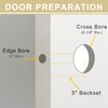 MaxxGeek 5-Inch Backset Entry Door Latch Fit Standard Knobset, 90° Square Interface with Square Corner Faceplate, Requires a 2-1/8" Cross Bore & 1" Edge Bore, Non-Handed, Polished Brass