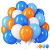 Orange and Blue Balloons, 12 Inch Orange Blue Latex Balloons Orange Blue White Party Balloons Orange Dark Blue Light Blue Balloons for Kids Birthday Baby Shower Outer Space Theme Decoration