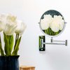 Ovente 7" Wall Mount Makeup Mirror, 1X & 10X Magnifier, Adjustable Spinning Double Sided Round Reflection, Extend, Retractable & Folding Arm, Bathroom & Vanity Décor, Polished Chrome MNLFW70CH1X10X