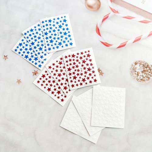 9 Sheets 4th of July Nail Stickers 3D Self-Adhesive Independence Day Nail Decals Accessories with Glitter Star Designs Red Blue Acrylic Nail Supplies for Women and Girls DIY Nail Decorations