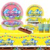 81pcs Yellow Cartoon Party Supplies Tableware Plates Napkins Cups Fork and Tablecloth，Yellow Theme Birthday Party Decoration