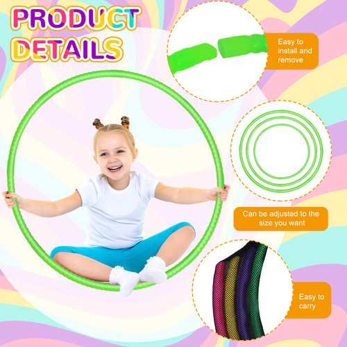 WinnerWhy 2 Pcs Toy Hoop Exercise Hoop Detachable Adjustable Plastic Hoop Playground Equipment for School Colored Hoop Circles Exercise Ring for Teens Dog Agility Equipment (Green,20 Inch)