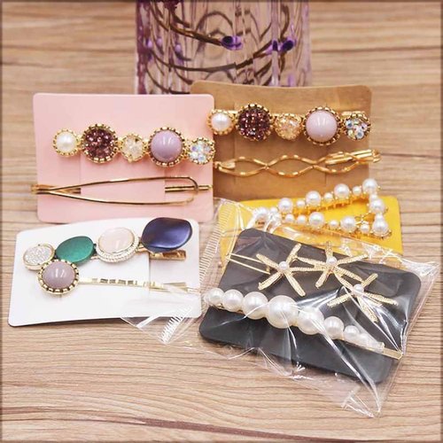 50 Pcs Random Kraft Paper Color Hair Clip Display Cards,Hair Bow Hairpin Packaging Cards Paper Cardboard for Hair Barrettes Accessories Kraft Hair Clips Hair Accessories Tool