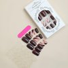 ANDGING Brown Press on Nails Short Square Fake Nails with Glue Acrylic Coffin Glue on Nails with Designs Gel Manicure Curved False Nail for Women Girls Fantasy Stick ons Nails for Wedding Birthday