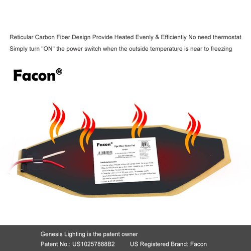 Facon 3" x 8" RV Elbow Pipe Heater Pad, Work for 1-1/2" Elbow Pipe, 3Packs 12V Tank Heater Pad, for RV, Camper, Travel Trailer and Motorhome, DC 12Volts-13.5Volts