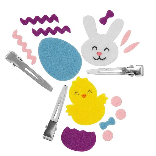 Easter Friends Felt Hair Clip Craft Kit, Makes 12