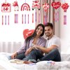 MiniInflat 24 Sets Valentine's Day Wind Chime Making Kit Make Your Own Heart Wind Chime Arts and Crafts Wooden Ornaments DIY to Paint Craft for Valentine's Day Party Supplies