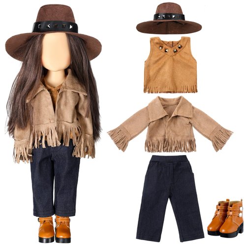 Bencailor Christmas 18 Inch Doll Clothes and Accessories Winter Doll Outfits Set Sweaters Trousers Hats Shoes for 18 Inch Doll Gifts(Retro)