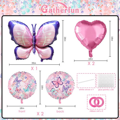 Butterfly Birthday Party Decorations Butterfly Foil Balloons for Butterfly Girl Party Birthday Decorations