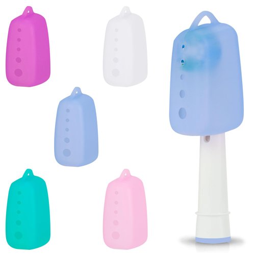 Lapfoon 5 Packs Toothbrush Covers, Silicone Toothbrush Covers Caps for for Electric Toothbrush Replacement Head & Manual Toothbrush, Toothbrush Travel Essentials