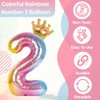 Captain Decor 2 Number Balloon 40 Inch Rainbow Gradient with Detachable Crown – Easy Inflate and deflate reusable, Premium Foil Mylar Balloons for Birthdays, Anniversaries, and Party Decorations