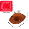 SGBETTER 4 Pack Kids Cowboy Hat with 4 pieces Bandana Set Felt Cowboy Hat for Boys Grils Western Theme Birthday Party Costume Dress up (Brown)