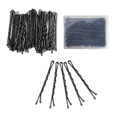 Lopsity 100PCS Bobby Pins for Girls Women,Color Bobby Hair Pins Hair Styling Clips with Storage Box for Women,Mix Colorful Metal Bobby Pins for All HairType (black)